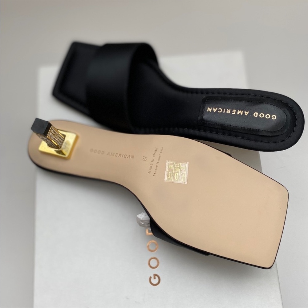 Good American Black Mules with Gold Heel - Picture 4 of 6